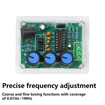 Gerador de sinal de função dc 9-12v xr2206, kit diy, triângulo senoidal, onda quadrada, 1hz-1mhz, faixa de frequência, peças de frequência ajustáveis
