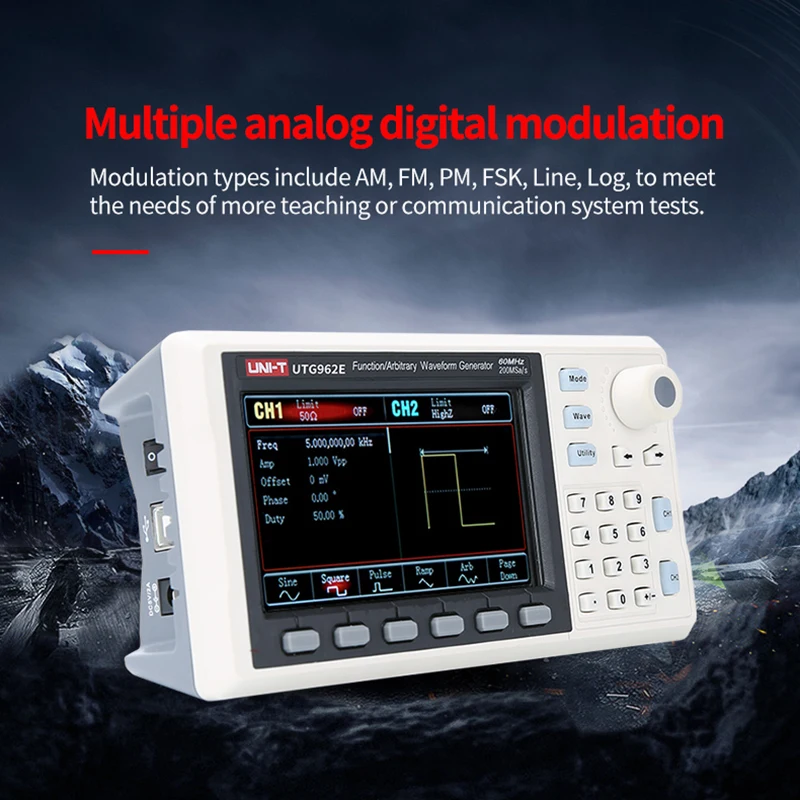 UNI-T utg932e utg962e função gerador de forma de onda arbitrária fonte de sinal canal duplo 200 ms/s 14bits medidor de frequência 60mhz - Image 3