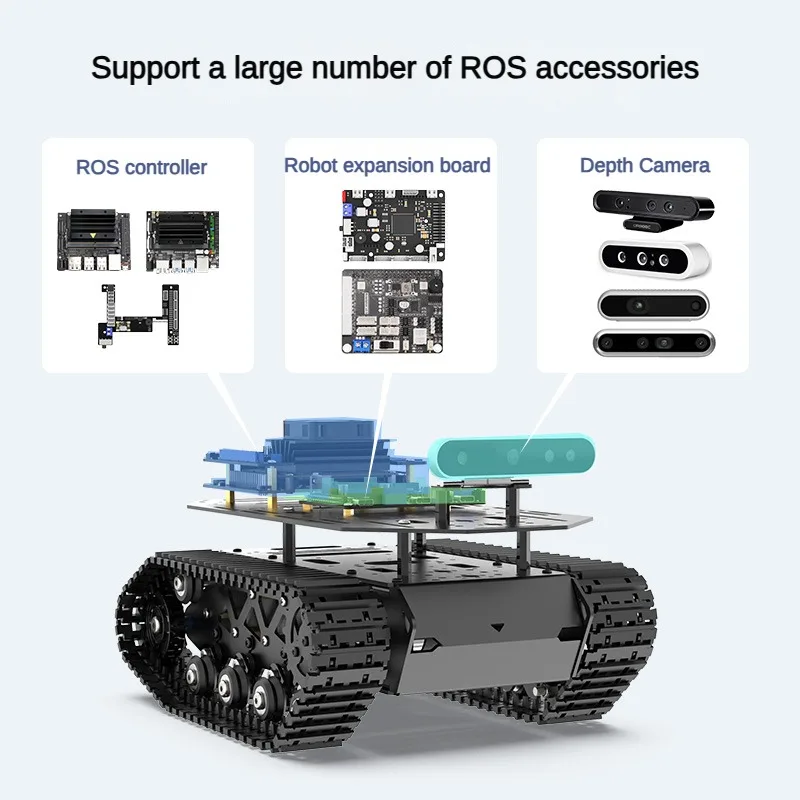 Chassi de tanque de absorção de choque forte, carga de 10kg com suspensão do motor, kit de robô de tanque de metal, motor de codificação, carro robô inteligente - Image 4