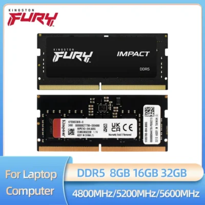 Kingston laptop ram ddr5 8gb 16gb 32gb 4800mhz 5200mhz 5600mhz sodimm PC5-34800 PC5-41600 1.1v 262pin memória para notebook