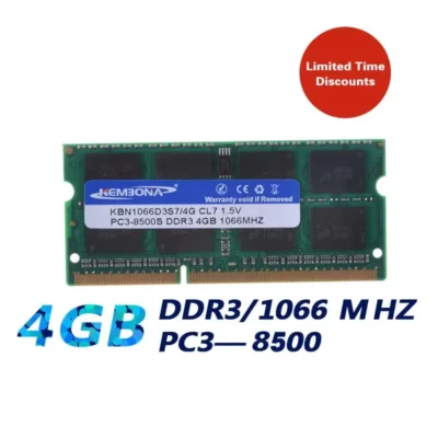 KEMBONA Brand New Sealed DDR3 1066/PC3 8500 4GB Memória RAM para laptop compatível com todas as placas-mãe