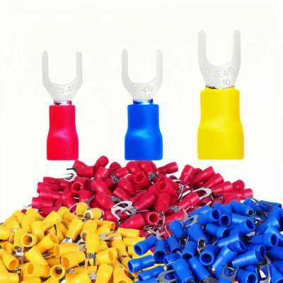 80pcs conectores de extremidade de fio de garfo isolado - # 8 parafusos M4 tamanho do pino tipo U cabo elétrico kit de terminais de crimpagem de emenda rápida