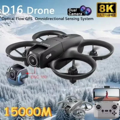 Novo D16 Mini Drone 8K HD Câmera Dupla Profissional 180 ° Posicionamento GPS elétrico ajustável para evitar obstáculos Bushless UA