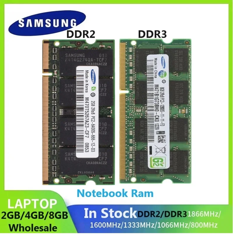 SAMSUNG Notebook Memoria SO DIMM DDR3 DDR2 8GB 4GB 2GB 1866 1600 1333 1066 800 667MHz Para SAMSUNG SODIMM Laptop Computer RAM