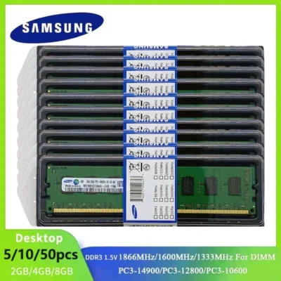 SAMSUNG-DIMM RAM para Desktop, DDR3, 8GB, 4GB, 2GB, 1866MHz, 1600MHz, 1333MHz, 240Pin, 1.5V, PC3, Preço de Atacado, 5 Pcs, 10 PCes, 50 PCes