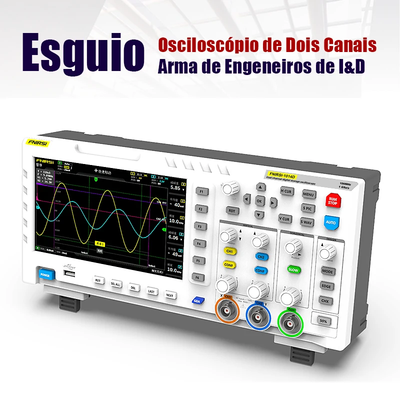 FNIRSI-Osciloscópio Digital, Dual Channel Input Signal Generator, 100MHz x 2 Analog Bandwidth, 1GSa/s Taxa de Amostragem, 1014D, 2 em 1 - Image 3