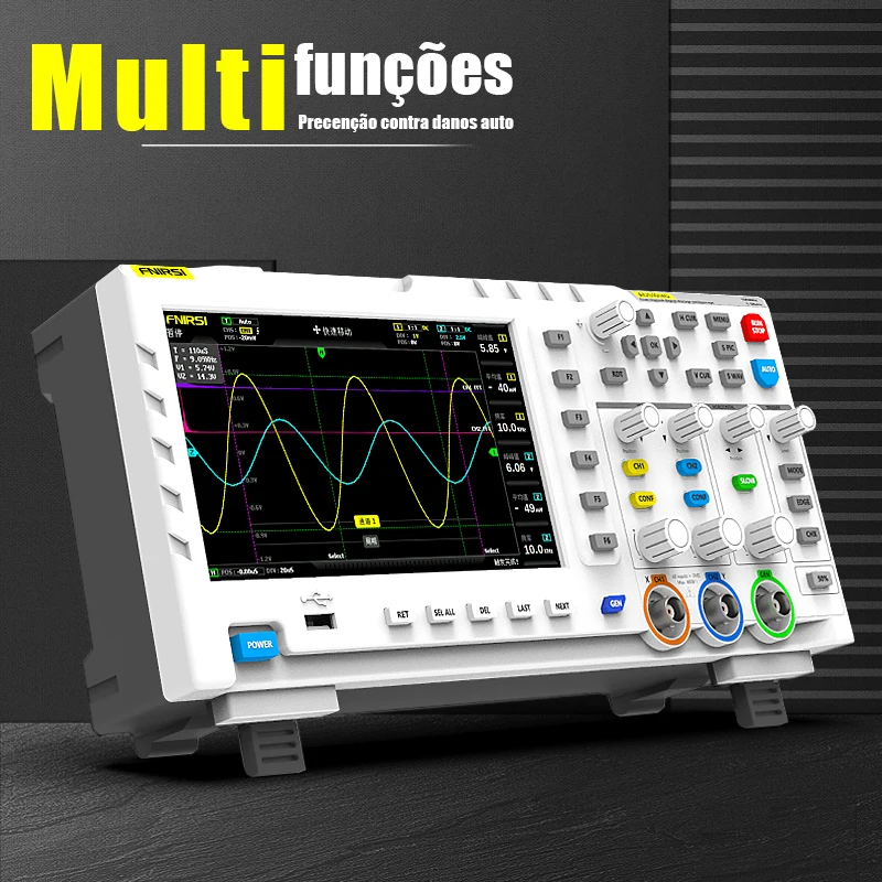 FNIRSI-Osciloscópio Digital, Dual Channel Input Signal Generator, 100MHz x 2 Analog Bandwidth, 1GSa/s Taxa de Amostragem, 1014D, 2 em 1 - Image 4
