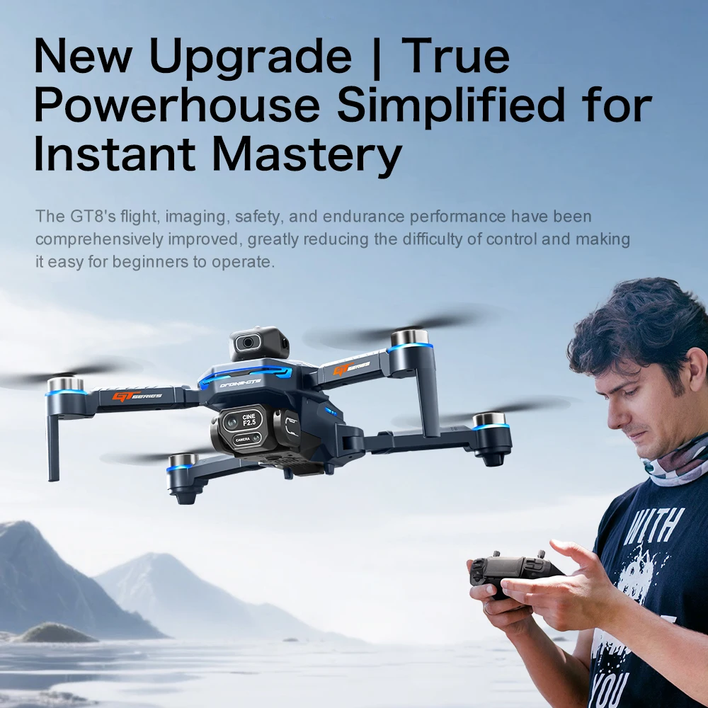 2026 novo GT8 drone GPS8K profissional hd 360° câmera dupla 5G WIFI motor sem escova, obstáculo pára-choques dobrável quadcopter brinquedos - Image 5