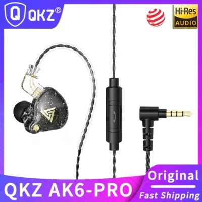 Original qkz ak6 pro fone de ouvido com fio alta fidelidade estéreo com microfone hd chamada 3.5mm aux in-ear música jogo esportes fones de ouvido