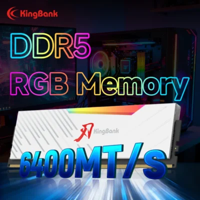 KINGBANK SOARBLADE KRRW Série 32GB (16GBx2) DDR5 RAM Memória RGB branca 6400MHz compatível com Hynix M DIE