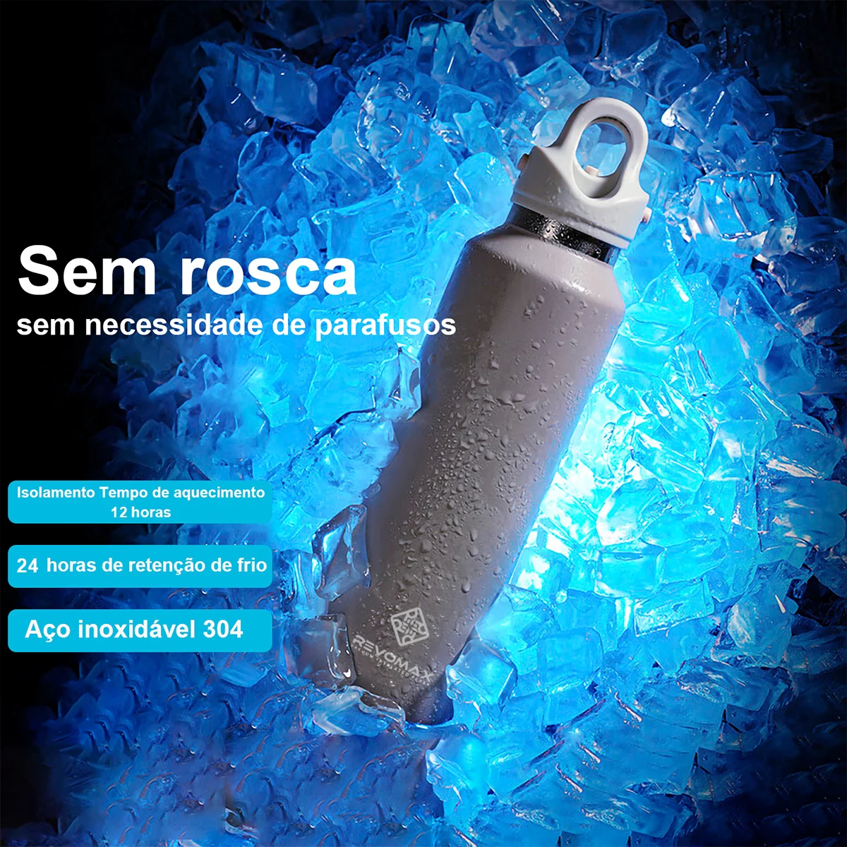 REVOMAX Garrafa Térmica de Agua Vácuo Aço Inoxidável,Sem Parafuso Abertura Com Uma Mão, 950ml - Image 2