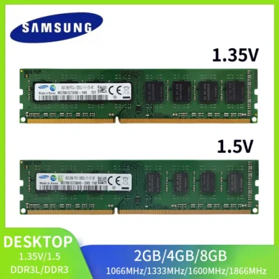 SAMSUNG DDR3L/DDR3 DIMM Ram 8GB 4GB 2GB 1866MHz 1600MHz 1333MHz 1066MHz Memória de desktop 240Pin DIMM 1.35V/1.5V PC3 RAM Memoria