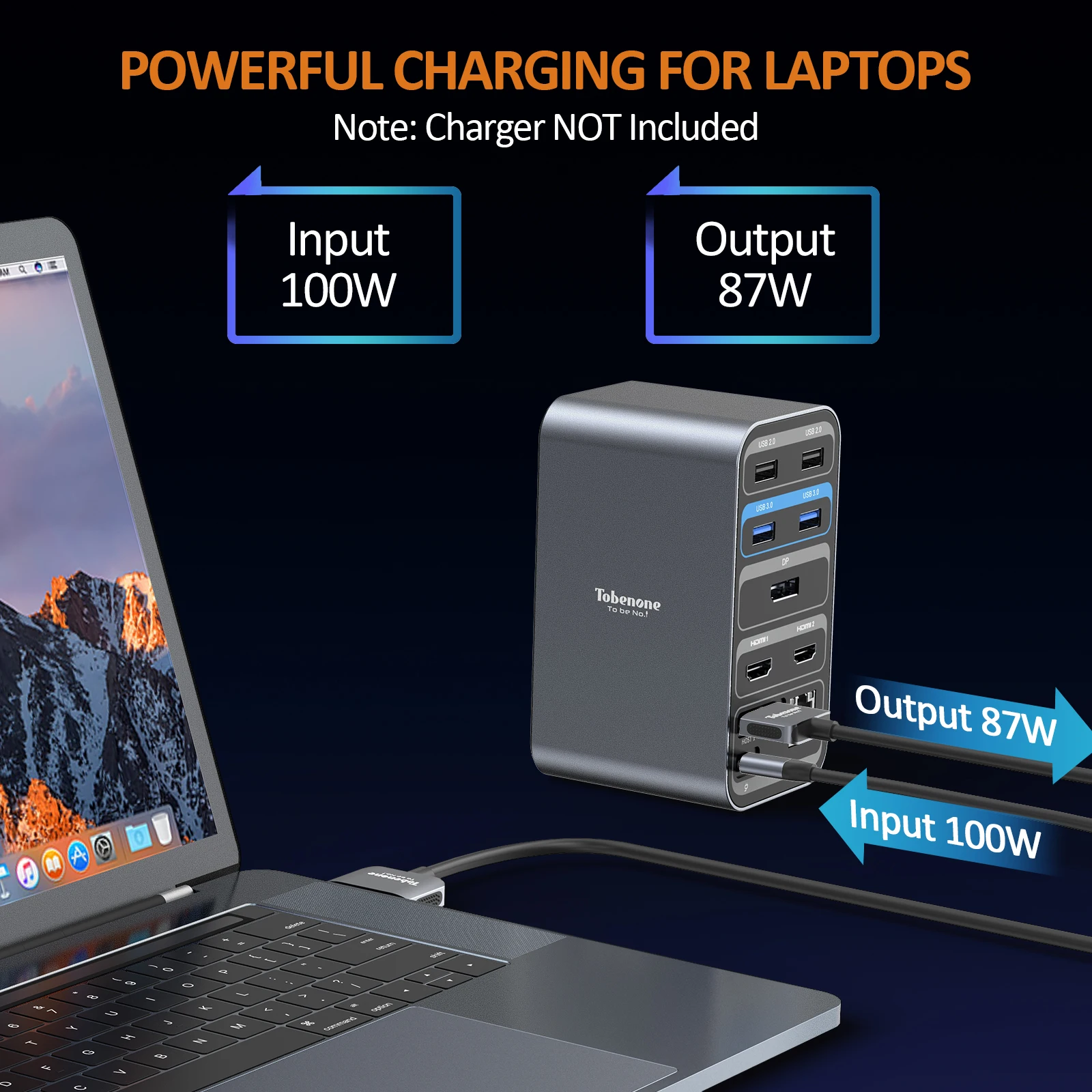 Tobenone usb hub tipo c docking station 4k 60hz hdmi-compatível displayport adaptador rede usb3.0 portátil dock para thunderbolt 3 macbook pro ai - Image 3