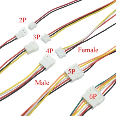10 pares micro jst xh 2.54 2p 3p 4p 5p 6pin macho fêmea conector 2.54mm passo com cabo de fio cabo de carregamento de bateria
