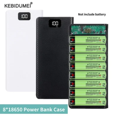 Diy 8*18650 bateria power bank caso caixa de armazenamento de carga 5v duplo usb tipo c bateria titular caixa pd qc3.0 carga rápida para smartphone