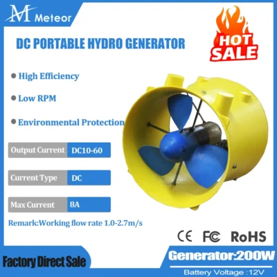 Gerador de turbina hidráulica 200w 12v 1.0-2.7 m/s, eletroímã de água, núcleo de cobre completo, gerador de turbina de água de alta potência