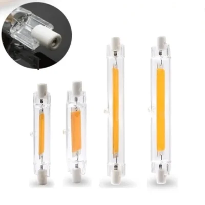 Lâmpada led r7s de vidro cob, 78mm 118mm, lâmpada milho, 110v 220v, alta potência j78 j118, substituição de luz halógena, lampadas led r7s vidro