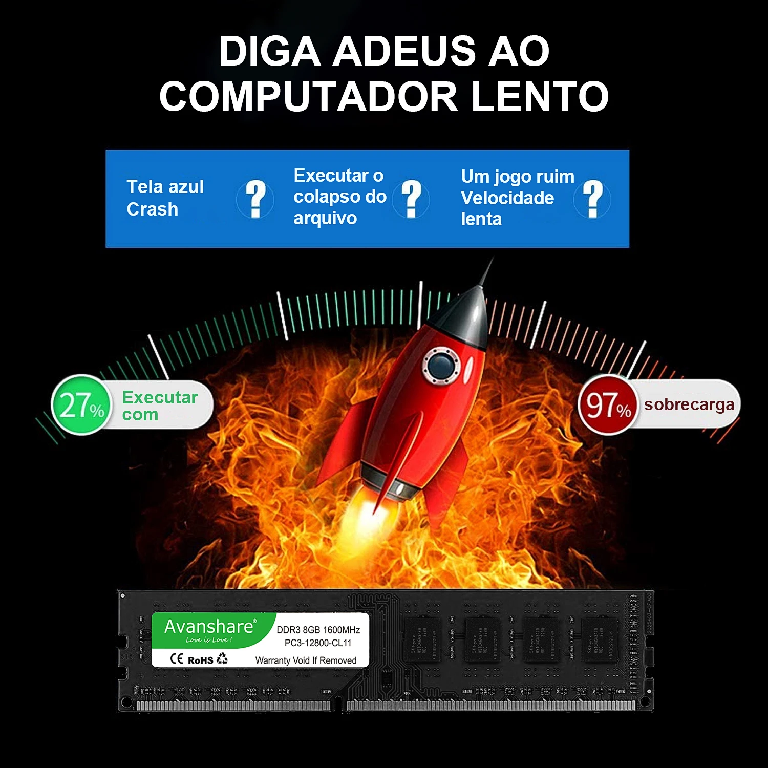 Avanshare-Super 8GB Desktop RAM, DDR3, 1600MHz, 1333MHz, PC3-12800U, PC3-10600U, 4GB DIMM, Intel AMD, 1.5V, 1.35V, 2RX8, Memória não-ECC - Image 3
