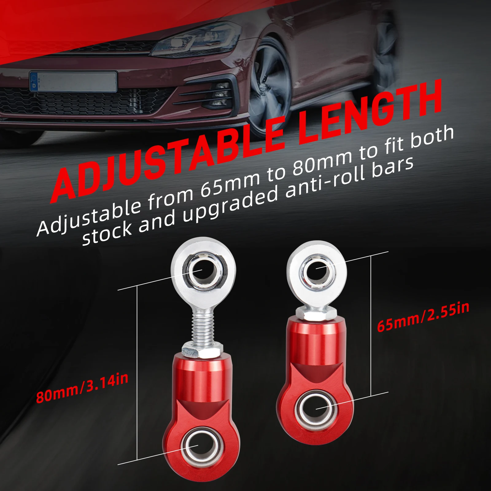 Kit de links de extremidade de barra estabilizadora dianteira e traseira ajustável BEVINSEE para Audi A3 S3 8V, para VW para Golf MK7 MK7.5 para Jetta / GLI 7 - Image 6