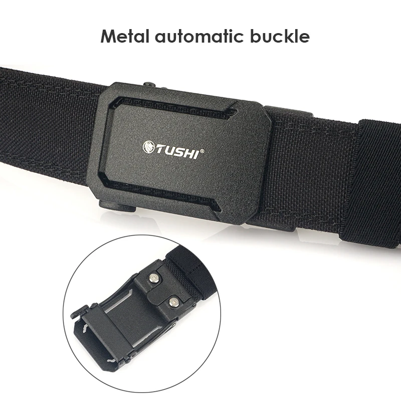 HSSEE Novo cinto militar duro para homens e mulheres cinto tático de nylon ao ar livre apertado fivela de metal fivela automática IPSC cinto de armas cinto casual masculino - Image 2