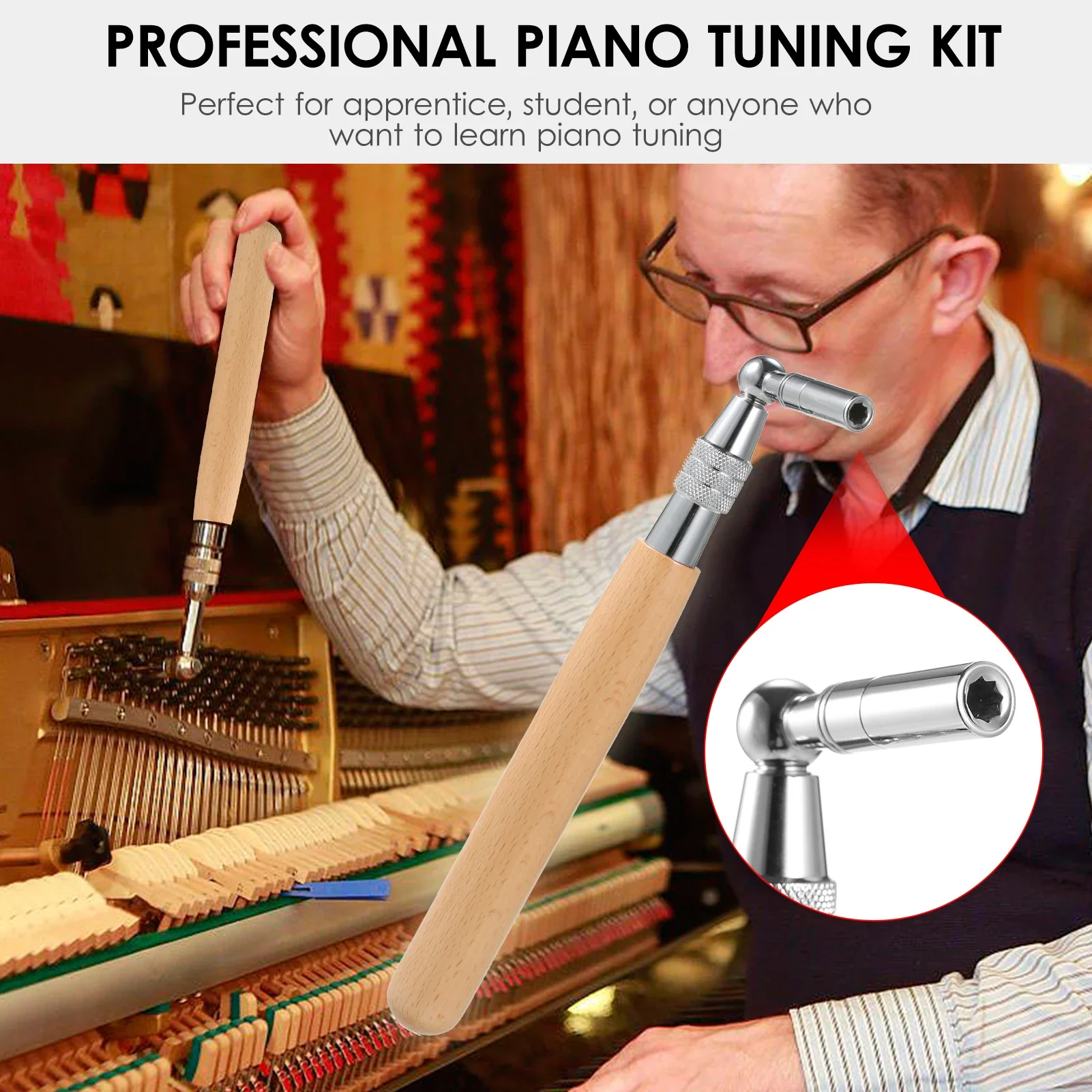 16 pçs kit de afinação de piano profissional conjunto de ferramentas de afinação com saco de ferramentas portátil para estudante aprendiz casa prática desempenho gg - Image 3