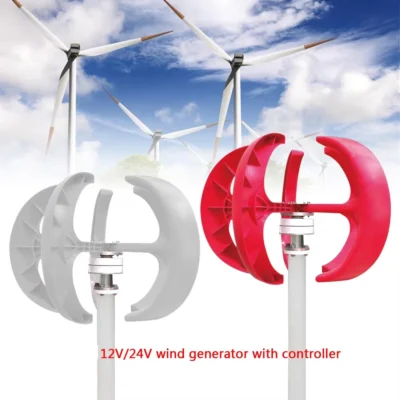 400w 5 lâminas dc12 v24v gerador de turbinas eólicas verticais de partida de baixa velocidade com controlador mppt moinho de vento doméstico de baixo silêncio