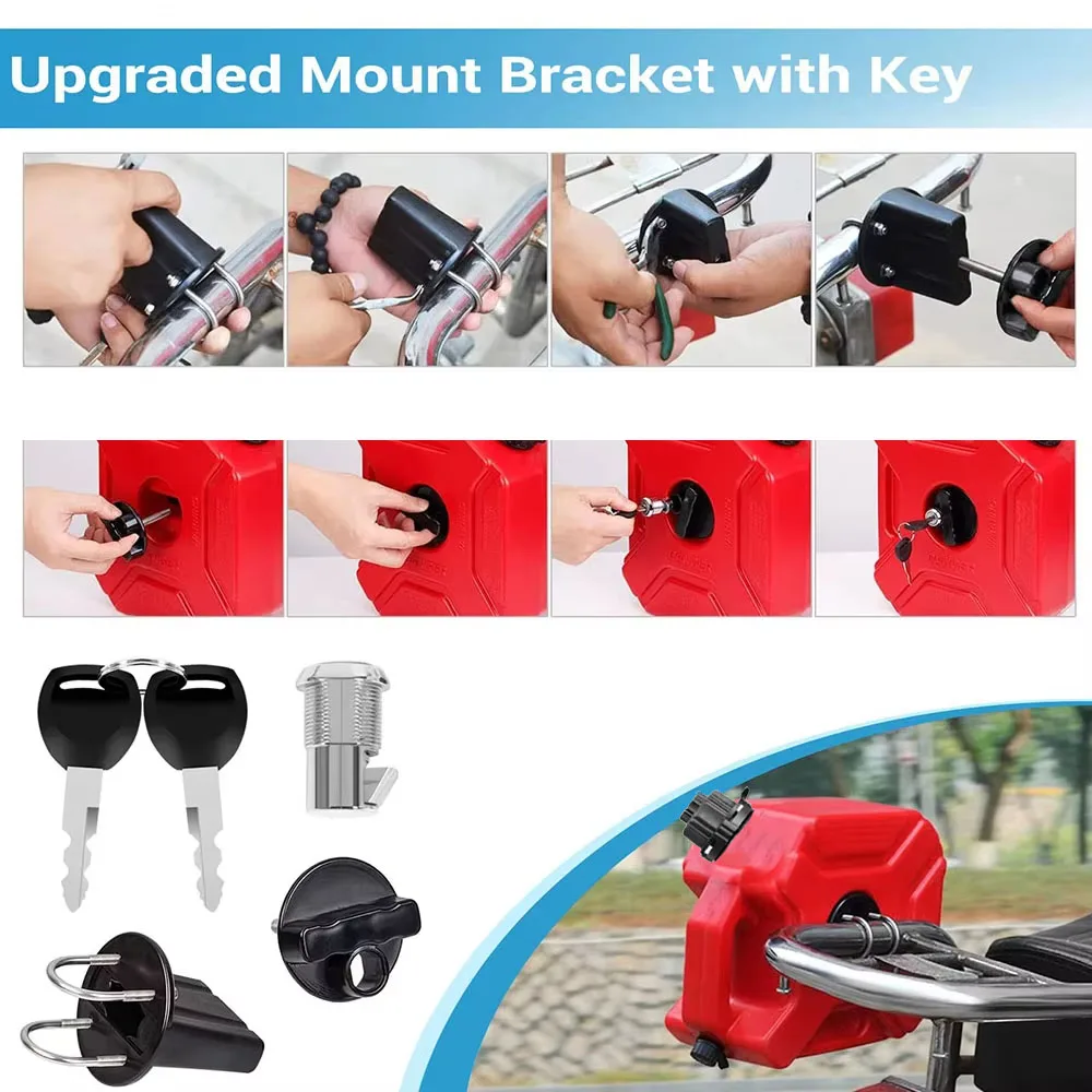 Novo bloqueio seguro da motocicleta 5l latas de plástico tanque combustível gás backup emergência suv motocicleta gasolina diesel armazenamento tanque gás com bloqueio - Image 2