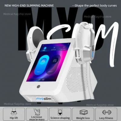 Máquina de Esculpir o Corpo MYOslim NEO RF HIEMT EMS, Estimulador Muscular Elétrico, Massageador de Músculos, Queimador de Gordura, Modelador de Corpo