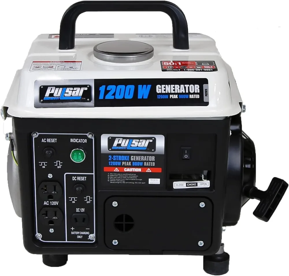 Gerador a Gás Portátil de 1200W, Motor de 2 Tempos, 5 Horas de Autonomia, Saídas de 120V para Camping e Energia ao Ar Livre - Image 4