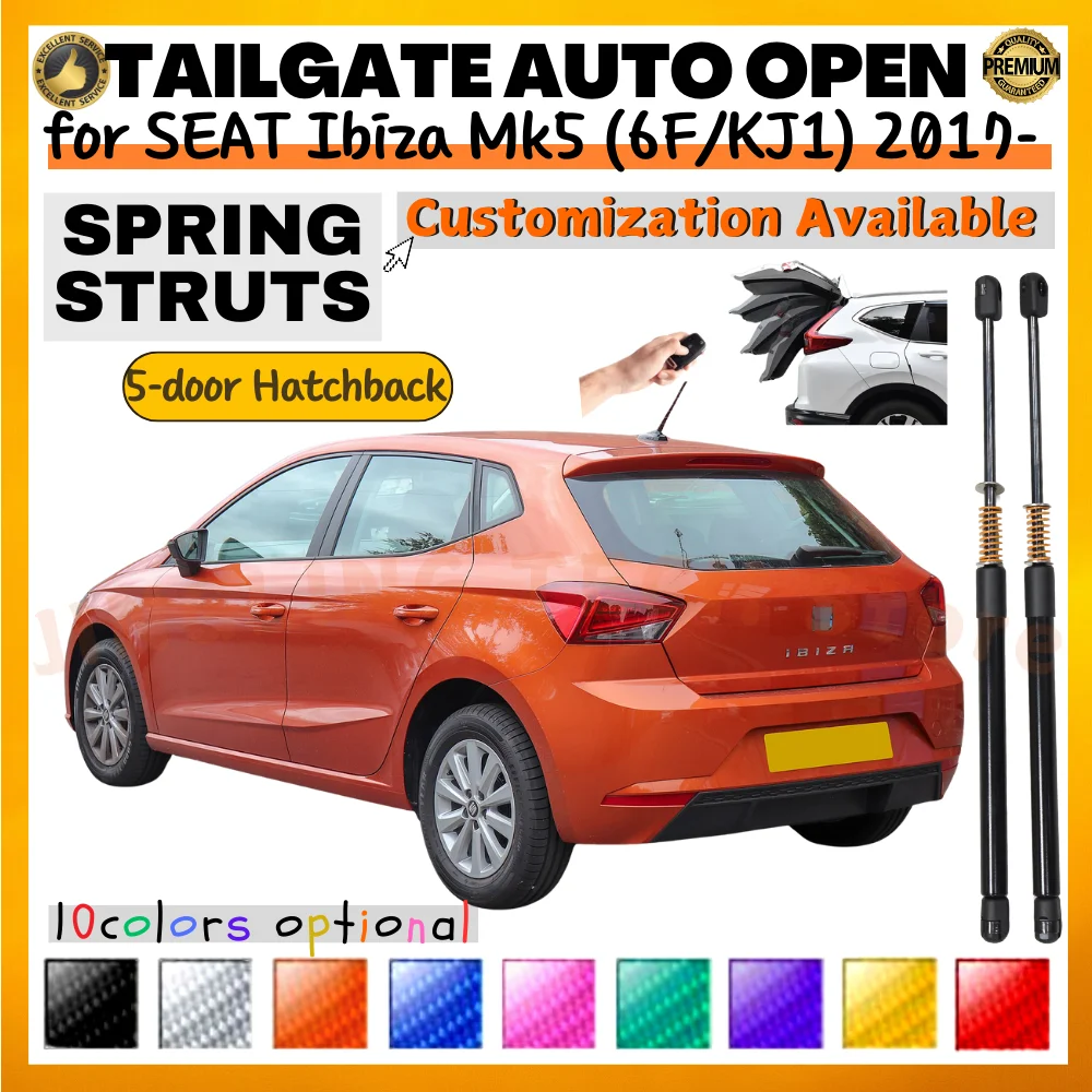 Qty(2) suportes de porta-malas com mola para SEAT Ibiza Mk5 (6F/KJ1) 5 portas Hatchback 2017-presente Suporte de elevação de bagageira traseira Choque