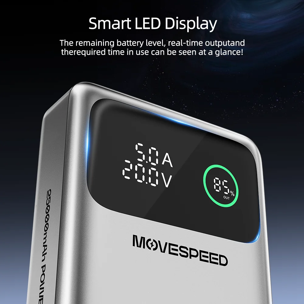 Movespeed m25 pro 140w power bank 25000mah tipo c carregamento rápido bateria de grande capacidade 100w powerbank para macbook lenovo portátil - Image 5