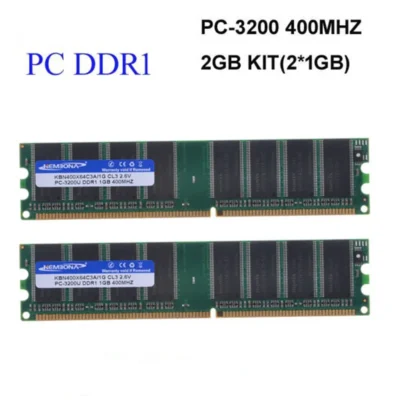 Kembona melhor preço desktop ddr1 400mhz 2gb (kit de 2x1gb ddr1) PC-3200 KBA400X64C3A/1g ram de baixa densidade para todas as placas-mãe desktop
