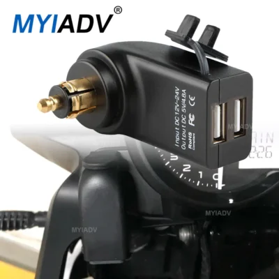 Adaptador de alimentação duplo USB para carregador, Soquete Hella DIN, BMW R1250GS, F750GS, F800GS, R1200RT, R1200GS, ADV S1000XR, Tiger 900, 850, 1200