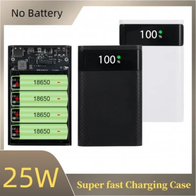 Sem baterias 18650 bateria diy power bank caso caixa de armazenamento carga 5v duplo usb tipo c titular pd qc3.0 carga rápida para smartphone