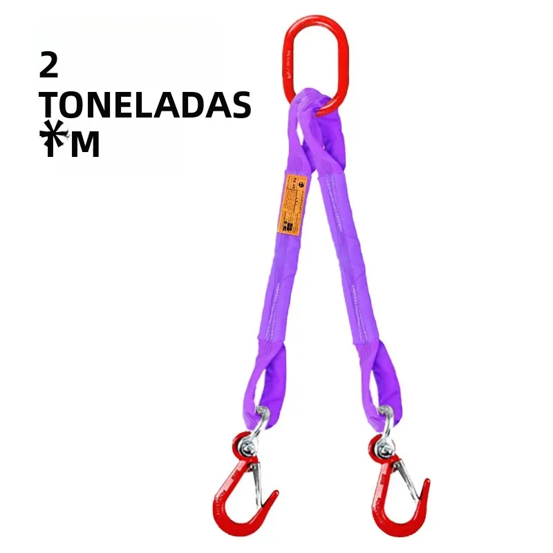 Cintas de Elevação Planas de 2 Toneladas com Ganchos, Conjuntos Completos de Cintas com Mosquetões para Guindaste Móvel - Image 5