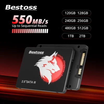 SSD Bestoss de 2,5 polegadas SATA 3.0, 120GB, 128GB, 240GB, 256GB, 480GB, 512GB, 1TB, 2TB para Desktop ou Laptop