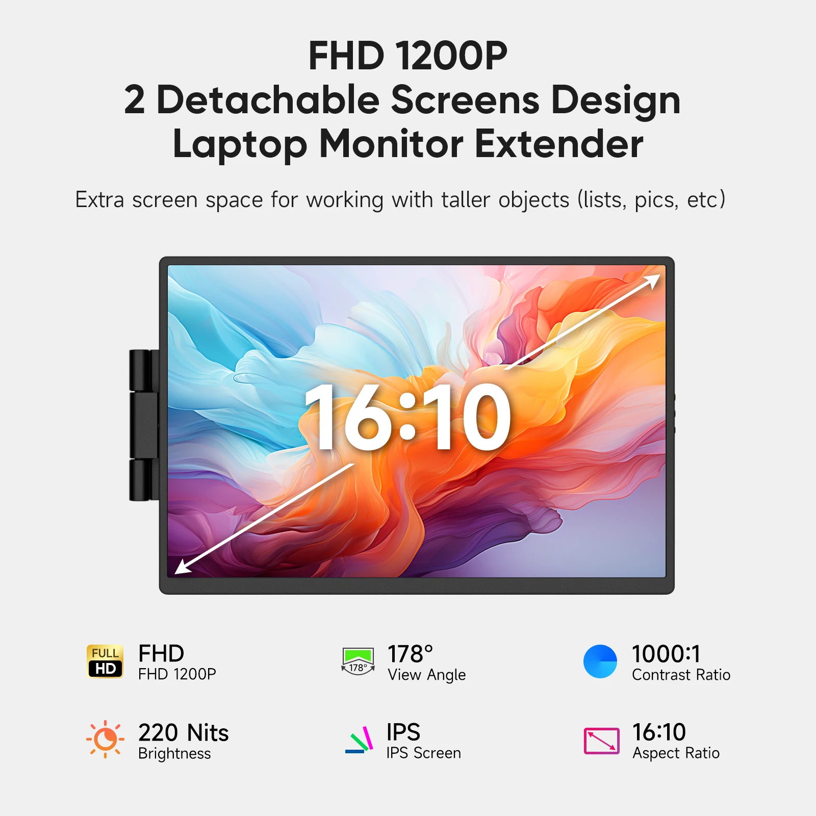 Dopesplay 14.1 "monitor portátil triplo para laptop 1200p fhd ips extensor tela tipo-c usb para pc switch mac laptop até 17.3" - Image 6