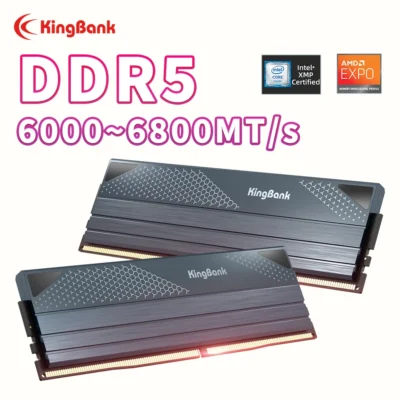 Memória KingBank SOARBLADE KFXB Série DDR5 Preta 48GB (24GBx2) 6800MHz 6000MHz Dual Channel para Jogos e Overclocking