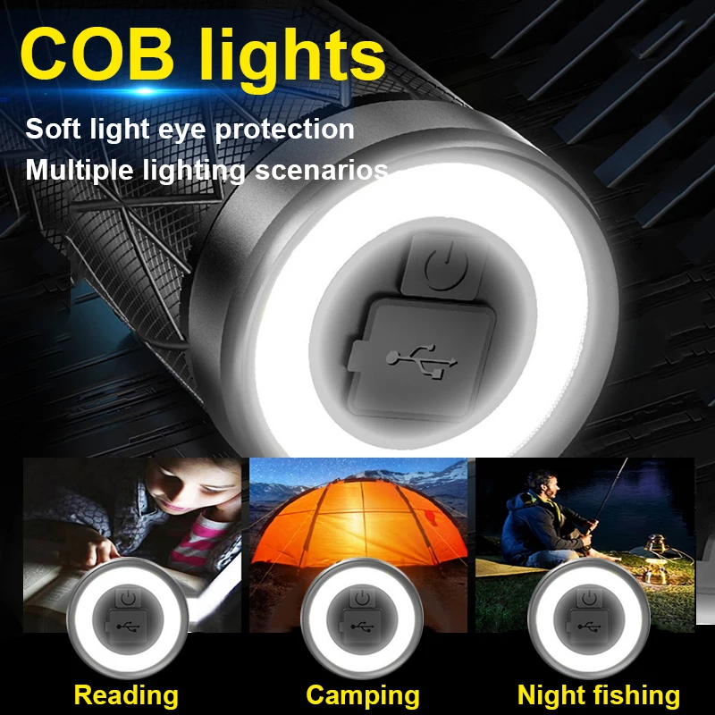 Lanterna poderosa de 100w com luz cob, lanternas led de alta potência, 7500mah, zoom poderoso, 3000m, lanterna tática, lâmpada de mão - Image 2