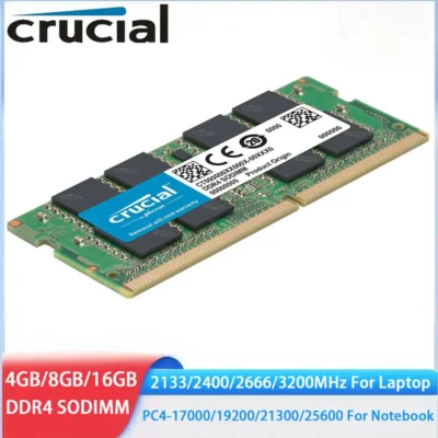 Crucial Laptop DDR4 RAM 32GB 16GB 8GB 4GB 2133 2400 2666 3200MHz Memória SODIMM PC4-17000 25600 21300 19200 para AMD e Intel NB RAMs