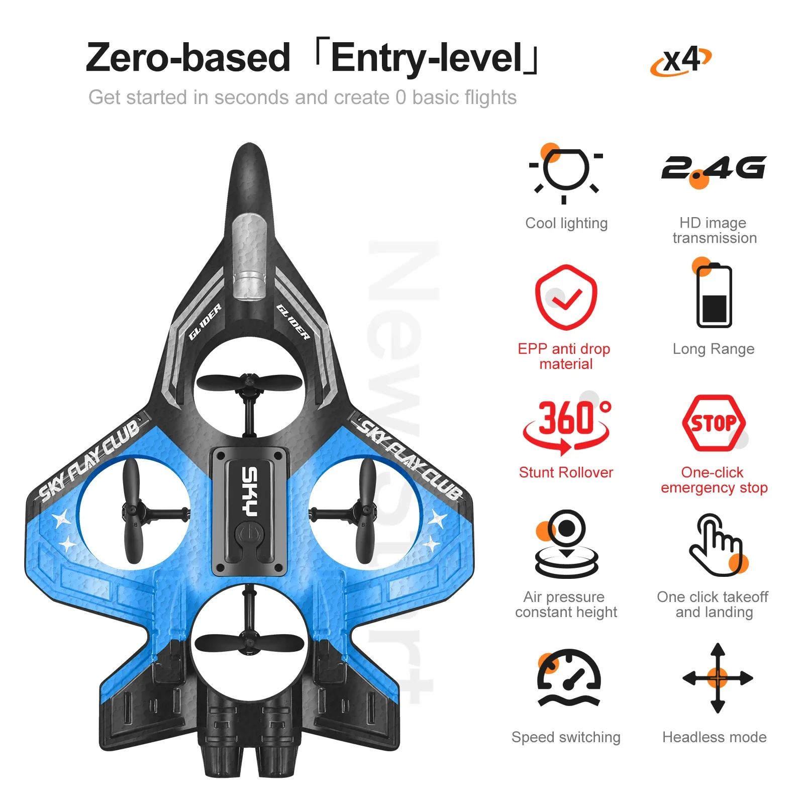 Drone RC YP3 Glider com Luz, Helicóptero Voador, Avião a Jato RC para Hobby, Brinquedo de Avião de Combate de Espuma com Controle Remoto 2.4G para Acrobacias - Image 6
