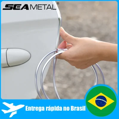 10m protetor de borda da porta do carro universal auto anti scratch strip automóveis tira de vedação anti-risco para saída de ar porta capô tronco Guarnição moldando do cromo