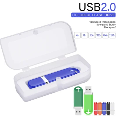 Unidade flash usb de plástico colorido 64gb caixa transparente presente pen drive 32gb impressão colorida livre logotipo criativo moda memória vara