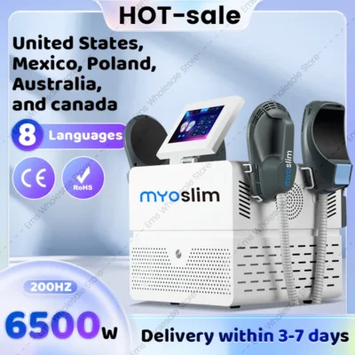Máquina Myoslim Sculpt 15Tes 6500w 200HZ EMS RF para Queima de Gordura e Estimulação Muscular, Modelagem Corporal Eletromagnética