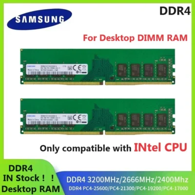 SAMSUNG DDR4 Memoria DIMM Desktop RAM Para INtelCPU 4GB 8GB 16GB 3200MHz 2400MHz 2666MHz 288 Pinos Memória de Desktop INtelCPU PC4 RAM