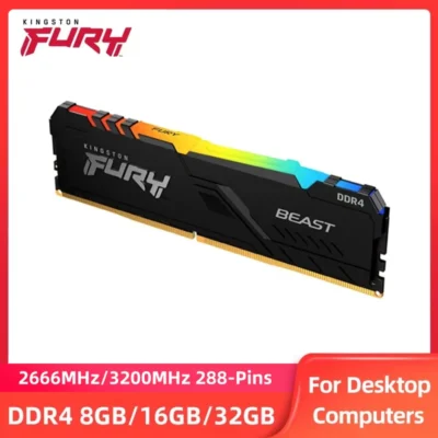 Kingston ddr4 2666 3200mhz 8gb 16gb 32gb rgb desktop memória ram dimm 288pin 1.2v desktop memória interna ram ddr4 para jogos