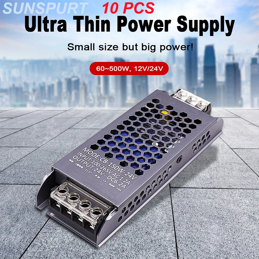 AC/DC 12V 24V 48V Transformador 100W 200W 300W 400W 500W LED Driver de Alimentação Super Fino A/D Conversor para Lâmpada LED Luz de Tira