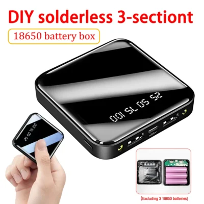 Diy 18650 power bank caso 4 em 1 caixa de armazenamento de carga da bateria escudo micro usb tipo c com lanterna para carregar telefones celulares