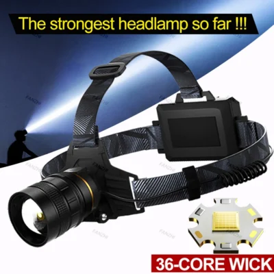 O mais forte xhp360 36-core farol lanterna 18650 recarregável zoom cabeça lanternas de alta potência lâmpada de cabeça farol de pesca