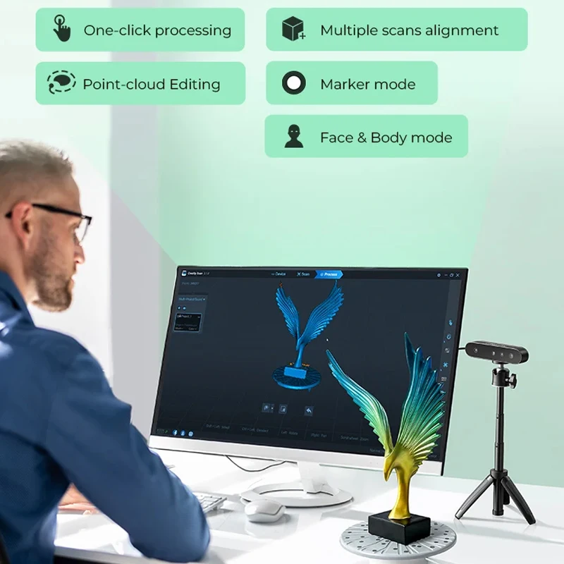 Creality CR-Scan Ferret SE 3D Scanner Anti-Shake Rastreamento 24 bits Full Color até 0,05 mm 30fps Digitalização para impressora 3D CREALITY - Image 3
